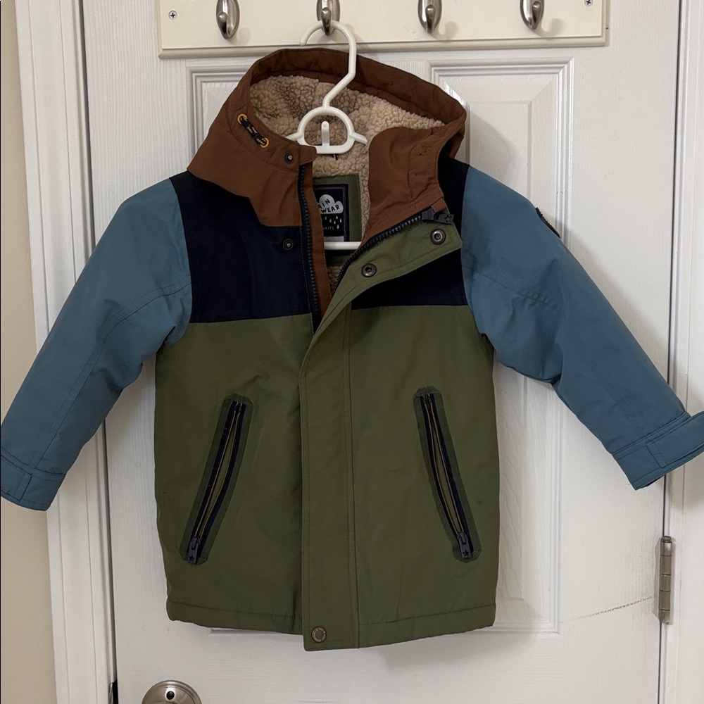 NEXT  SPRING/FALL Waterproof Colorblock Parka Jacket - Green/Blue/Brown size 3/4